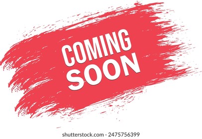 White coming soon text promotional banner design with red background