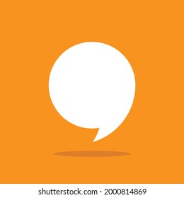 white comma chat speech bubble on red background. Talk, chat message, comment, communicate, messenger concept. Vector flat icon. Tint, hint, quote, citation. Help window.