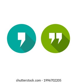 white comma and qoutation mark icons set isolated on white.  Flat punctuation isigns. Vector illustration. quotation logo.  Chat sign. Citation