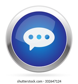White Comment icon on blue web app button