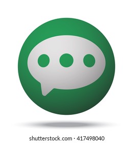 White Comment web icon on green ball