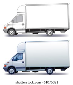 White commercial vehicle - delivery truck - colored and layout