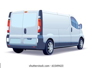 White commercial vehicle - delivery van on white background.