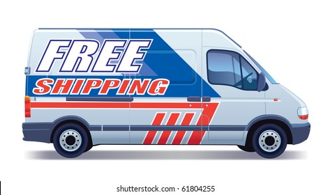 White commercial vehicle - delivery van ? free shipping