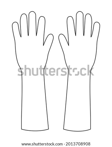 White Common Pair Long Glove Template on White Background, Vector File.