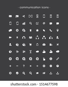 white Communication icon set. flat icon set vector.