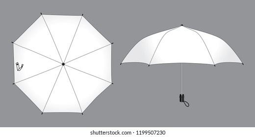 White compack small umbrella rain template on gray background, vector file.