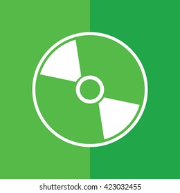 White compact disc icon. CD / DVD vector illustration. Green background