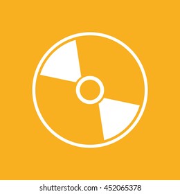 White compact disc icon. CD / DVD vector illustration. Yellow background