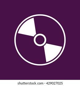 White compact disc vector icon. CD / DVD vector illustration. Purple background
