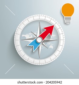 White compass with bulb on the grey background.  Eps 10 vector file.