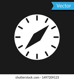 White Compass icon isolated on black background. Windrose navigation symbol. Wind rose sign.  Vector Illustration