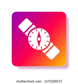 White Compass icon isolated on white background. Windrose navigation symbol. Wind rose sign. Square color button. Vector Illustration