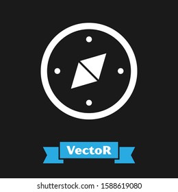 White Compass icon isolated on black background. Windrose navigation symbol. Wind rose sign.  Vector Illustration