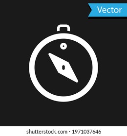 White Compass icon isolated on black background. Windrose navigation symbol. Wind rose sign.  Vector