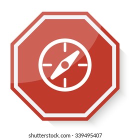 White Compass icon on red stop sign web app