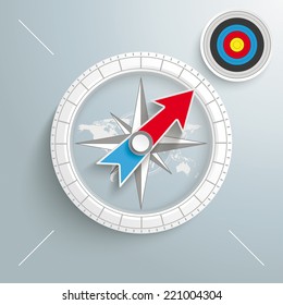White compass with red text "Target" on the grey background.  Eps 10 vector file.