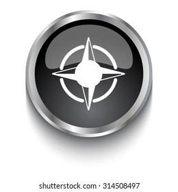 White Compass Rose symbol on black web button