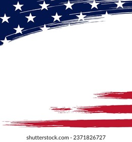 White composition with abstract silhouette of USA flag, design component.