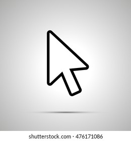 White computer arrow cursor, simple icon with shadow