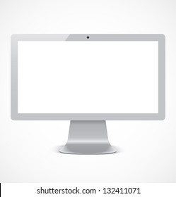 White computer display with white screen. Vector illustration