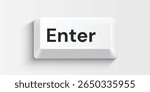 White computer enter key on white background. Vector illustration