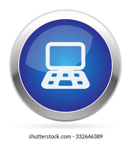 White Computer icon on blue web app button