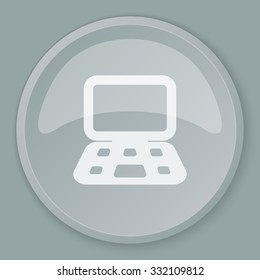 White Computer icon on grey web button