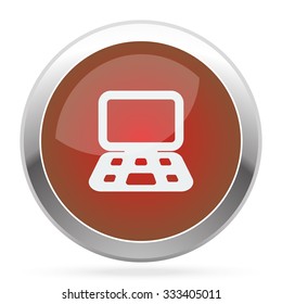 White Computer icon on red web app button