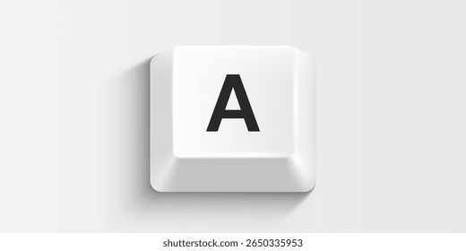 White computer key on white background. Vector illustration