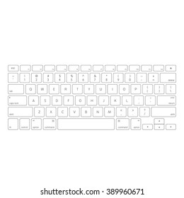 White computer keyboard button layout template with letters for graphic use, vector illustration eps 10
