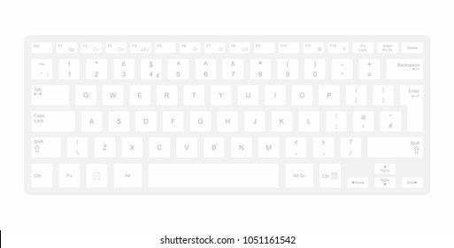 White computer keyboard. isolated on white background