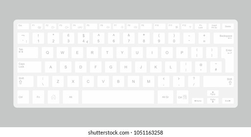 
White computer keyboard. isolated on gray background