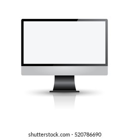 White computer monitor isolated on over white background