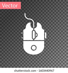 White Computer mouse gaming icon isolated on transparent background. Optical with wheel symbol.  Vector Illustration