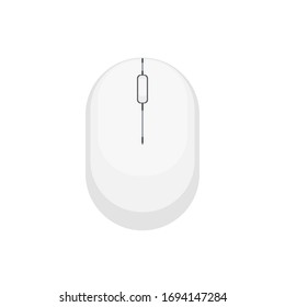 White computer mouse isolated on white background. Simple flat vector illustration 