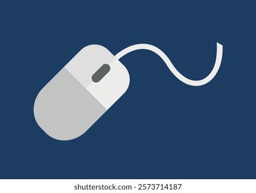 White computer mouse on dark blue background