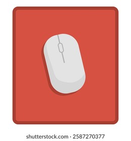 White computer mouse on a mousepad, technology and devices concept, isolated