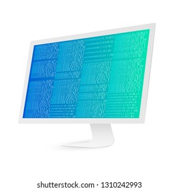 White computer screen with binary code. Binary code digital technology. Data Sorting. 