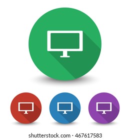White Computer Screen icon in different colors set