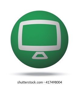 White Computer Screen web icon on green ball