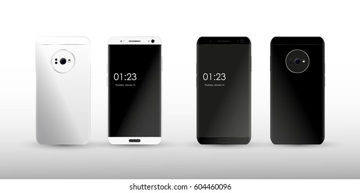 White concept Smart Phone Vector Illustration isolated on white.