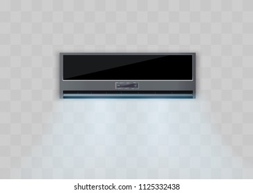 White conditioner on a transparent background, isolated. Illustration about electrical equipment in the house. Vector illustration.