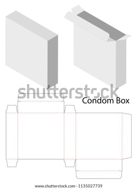 Download White Condom Box Mockup Dieline Template Stock Vector Royalty Free 1135027739