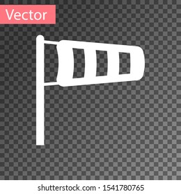 White Cone meteorology windsock wind vane icon isolated on transparent background. Windsock indicate the direction and strength of the wind.  Vector Illustration