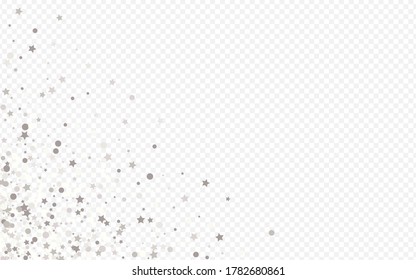 White Confetti Anniversary Transparent Background. Rich Dust Texture. Silver Circle Falling Card. Shine Golden Wallpaper.