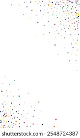 White Confetti Fun White Background. Flying Splash Illustration. Carnaval Round Banner. Color Polka Carnival Design.