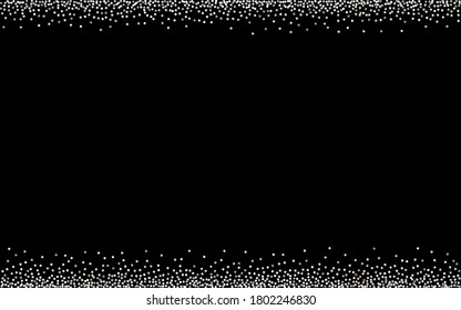 White Confetti Isolated Black Background. Paper Shine Postcard. Silver Dot Vector Banner. Circle Effect Design.