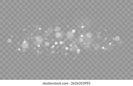 White confetti and light spray with glowing shimmer and subtle particles, transparent sparkle effect for celebration, winter holidays, or xmas themes