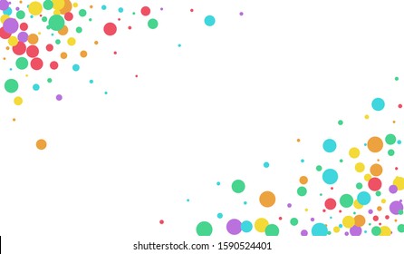 White Confetti Vector Background. Christmas Confetti Card. Vector Banner. Rainbow Confetti Carnaval Design. Shine Effect Background.